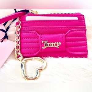 Juicy Couture Pink Bow Mini Zipper Card Holder Coin Purse
